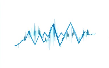 Abstract graphic of fluctuating data, with a light blue line graph, superimposed with a denser vertical pattern, creating a visual representation of financial or other data trends