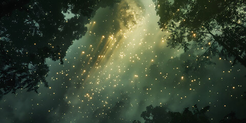 Obraz premium Starry night sky with a bright celestial body illuminating the scene 