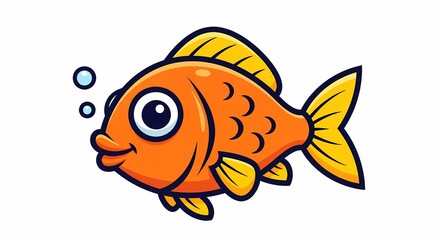 Cartoon Goldfish with Big Eyes Illustration