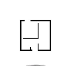 House plan simple flat vector icon isolated on white background. Floorplan line illustration.
