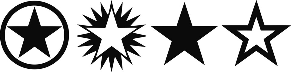 A Collection of Stylized Stars Variety of Star Designs Displaying Geometric Shapes in Black and White