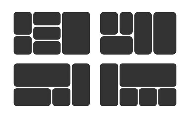 Set of rounded bento grid photos or pictures collage. Shape bento grid layout