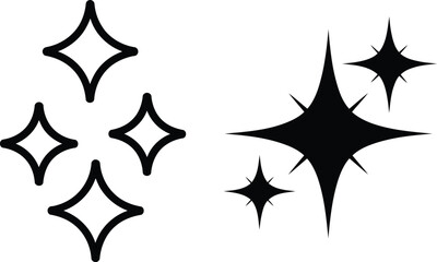 Sparkling Starry Icons A Contrast of Outlined and Filled Shapes Representing Cleanliness Elegance and a Touch of Celestial Charm
