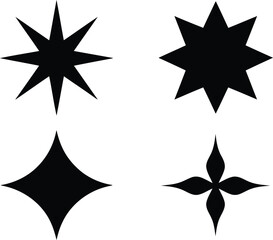 A Collection of Geometric Star Shapes and Designs An Array of Varying Points and Symmetrical Floral Patterns