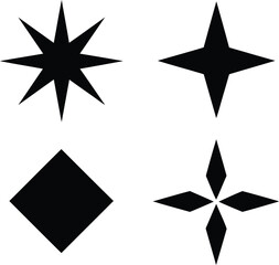 A Collection of Geometric Star Shapes Boldly Displayed A Study in Contrasting Forms and Symmetrical Arrangements For Art and Design