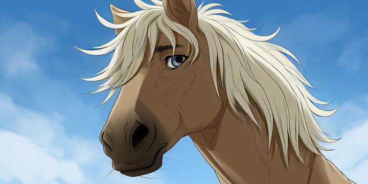The most handsome anime horse you ever saw - Wild horse exploring its natural environment - wildlife video in nature
