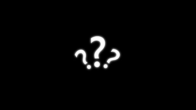 Animation of question mark with white/black screen. HD video black and white thin line icon for web design. Panoramic blue background with question mark hanging.