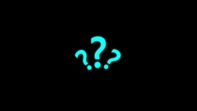 Animation of question mark with white/black screen. HD video black and white thin line icon for web design. Panoramic blue background with question mark hanging.