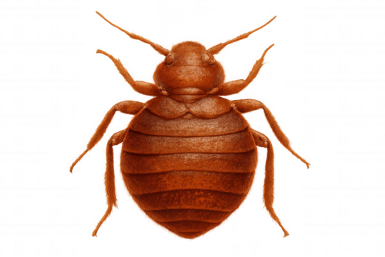 Realistic illustration of a bed bug isolated on transparent background, perfect for educational and informational purposes