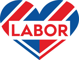 Obraz premium Labor day heart symbol red white and blue vector graphic illustration