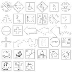 2D Symbol Drawing Vector – Icons and Direction Signs