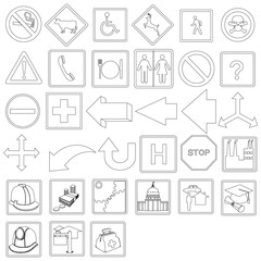 2D Symbol Drawing Vector – Icons and Direction Signs