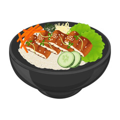 Vector Illustration logo Clipart Yangnyeom Jangeo Gui with Rice on a Bowl