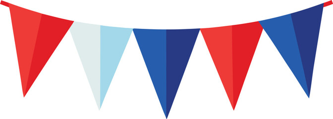 Obraz premium Festive red white and blue pennant flags string illustration for celebrations and events