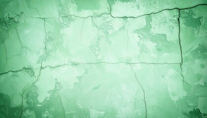 Obraz premium Light green cracked wall texture with vignette effect, ideal for backgrounds or grunge designs
