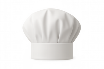 Traditional white chef's toque, representing culinary expertise and professionalism, isolated on a transparent background