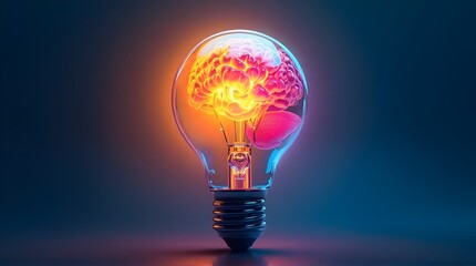 Unlock your potential with a bright idea, innovative brain bursting with creative energy, glowing in a clear bulb