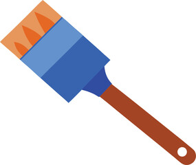 Vector illustration of a paintbrush with brown handle and blue bristles scalable graphic