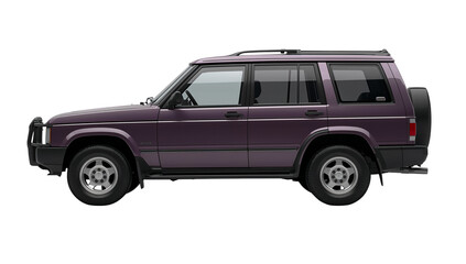 Fototapeta premium Isolated vintage purple suv with transparent aesthetic, reflecting classic auto design and a sense