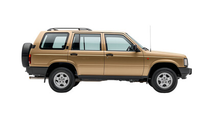 Elevated view of a golden brown off-road vehicle, embodying power, strength, and timeless design,