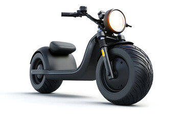 Sleek black electric scooter with illuminated headlight offers modern urban mobility and eco-friendly commuting in vibrant city style