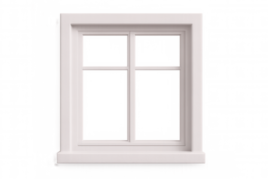 White window frame with transparent backdrop, supporting architectural visualization and interior design rendering needs