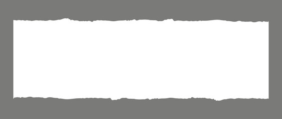 Torn paper frame background. White blank sheet wallpaper with jagged edges.