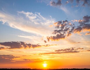Colorful sunset sky with varied clouds