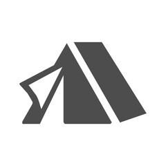 Minimalist camping tent icon symbolizing outdoor adventure and travel lifestyle.