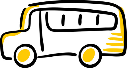 Charming crayon style school bus with playful windows © Samim