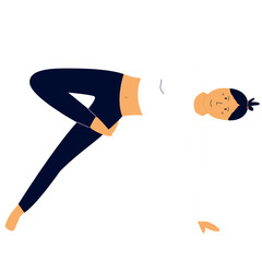 Flat Woman in Yoga Pose Side Plank Exercise Illustration