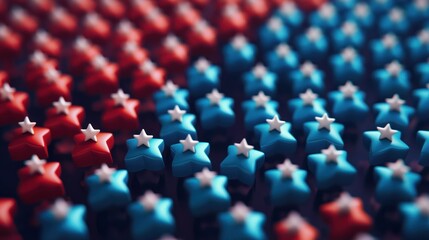 A close-up of a red and blue star pattern with a white star in the center.