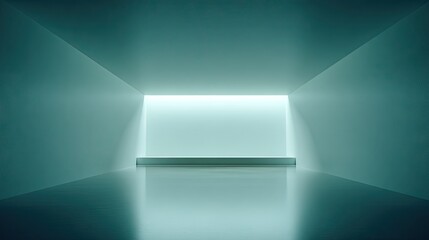 Obraz premium Empty, modern, teal-toned architectural space.