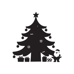 Naklejka premium A vector illustration of a Christmas tree silhouette with a white background. 