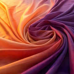 Obraz premium Sunset ombré pleated fabric shimmer. Elegant fabric folds in soft sunset gradient with delicate shimmering light.