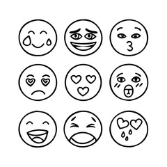 Hand Drawn Emoji Faces icons emotions
