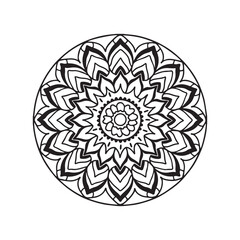  A wave pattern mandala, black and white line art silhouette vector design.