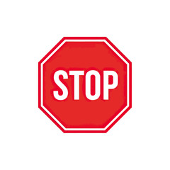 Octagonal Red Stop Sign with White Lettering