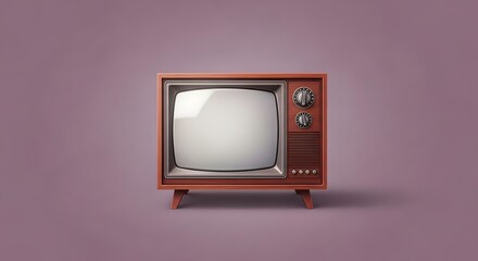 International Television Day Nostalgic retro television set with a classic wooden frame and blank screen, standing on a minimalist background, symbolizing vintage entertainment and technology