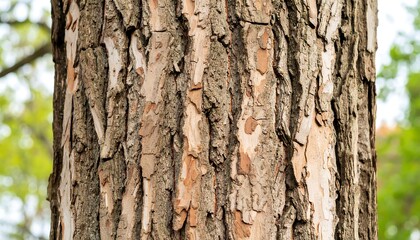 Obraz premium Close-up view of a tree trunk, exhibiting a textured bark with various shades of brown and gray, showcasing a rugged and natural aesthetic.