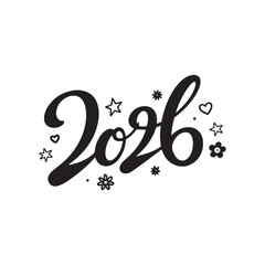 Text 2026 written in a calligraphic style. 
