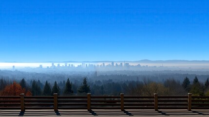 Smog-choked city skyline vs clear mountain air Illustrates stark contrast in air quality due to pollution - traffic fumes urban power