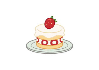 カフェメニュー イラスト 苺のケーキ
