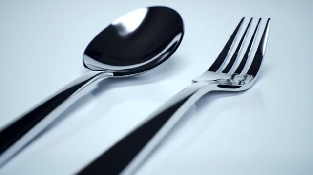 Gleaming silverware duo spoon and fork