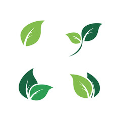 Green leaf logo vector template element symbol design
