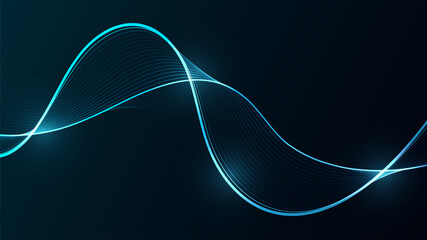 Futuristic Digital Wave with Luminous Neon Lines