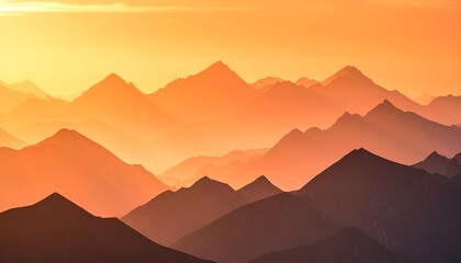 Obraz premium Golden Hour Mountain Range Sunset.