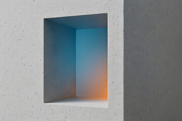 Minimalist Concrete Wall Niche with Gradient Light