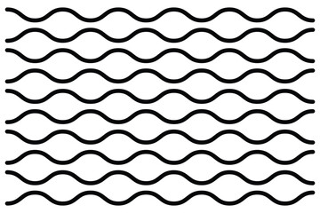 Sea wave icon set. Set of thin line waves. Various wave water lake river. Water logo, line ocean symbol in vector flat style. Zigzag line. Water logo, symbol vector collection. eps 10