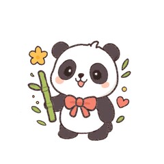 panda with flower